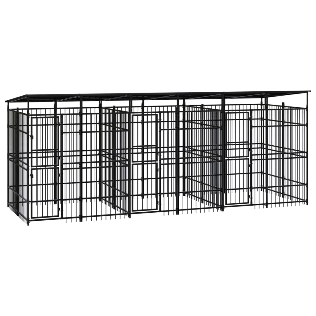 VidaXL Hondenkennel met dak 11,06 m² staal