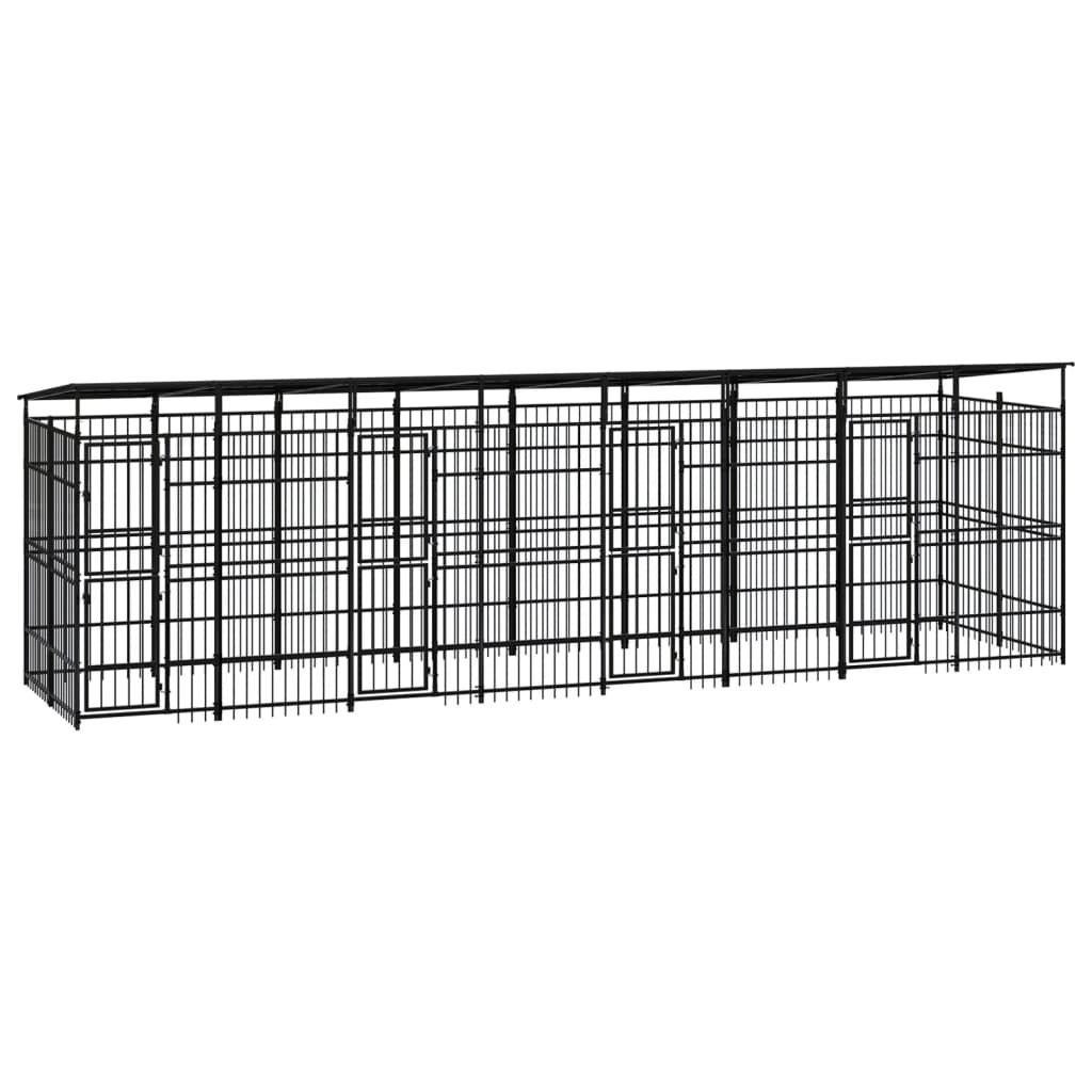 VidaXL Hondenkennel met dak 14,75 m² staal