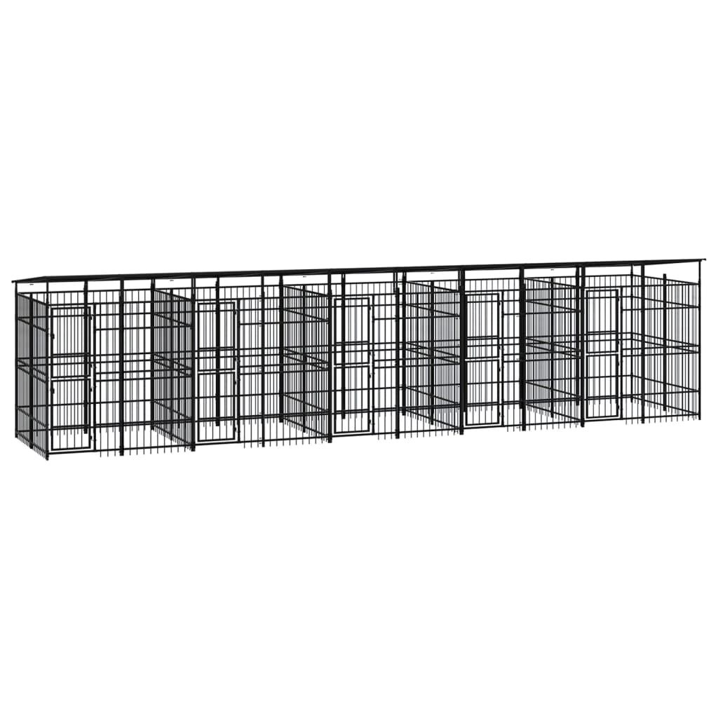 VidaXL Hondenkennel met dak 18,43 m² staal