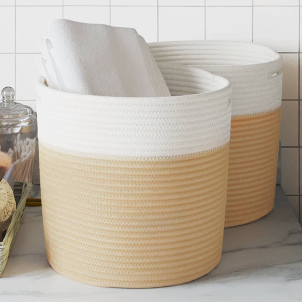 VidaXL Opbergmanden 2 st Ø 28x28 cm katoen beige en wit