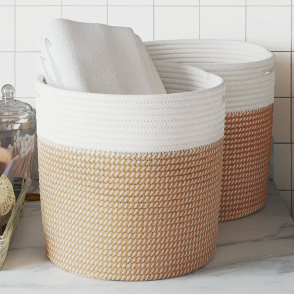 VidaXL Opbergmanden 2 st Ø 28x28 cm katoen bruin en wit