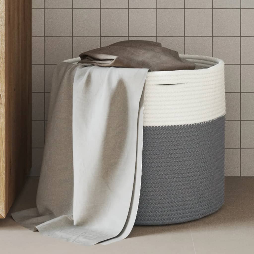VidaXL Opbergmand Ø 40x35 cm katoen grijs en wit