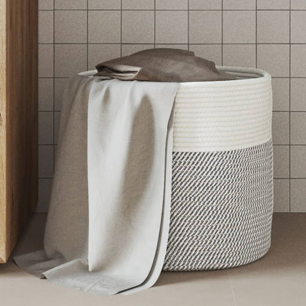 VidaXL Opbergmand Ø 40x35 cm katoen grijs en wit