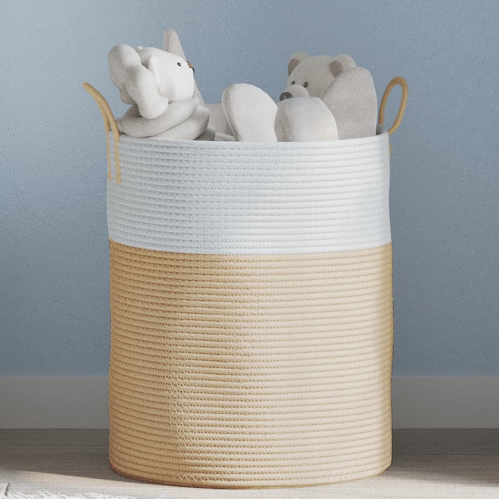 VidaXL Opbergmand Ø 38x46 cm katoen beige en wit