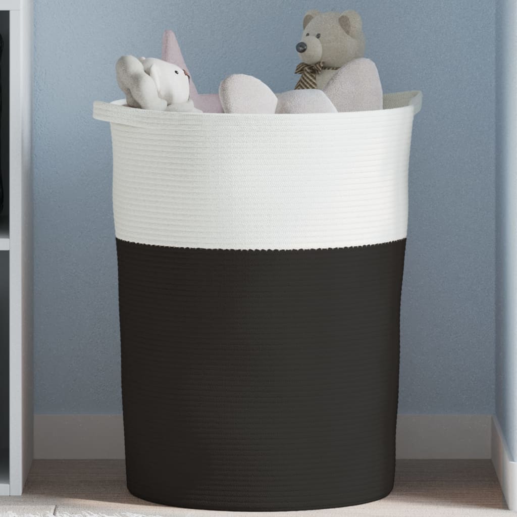 VidaXL Opbergmand Ø 49x65 cm katoen zwart en wit