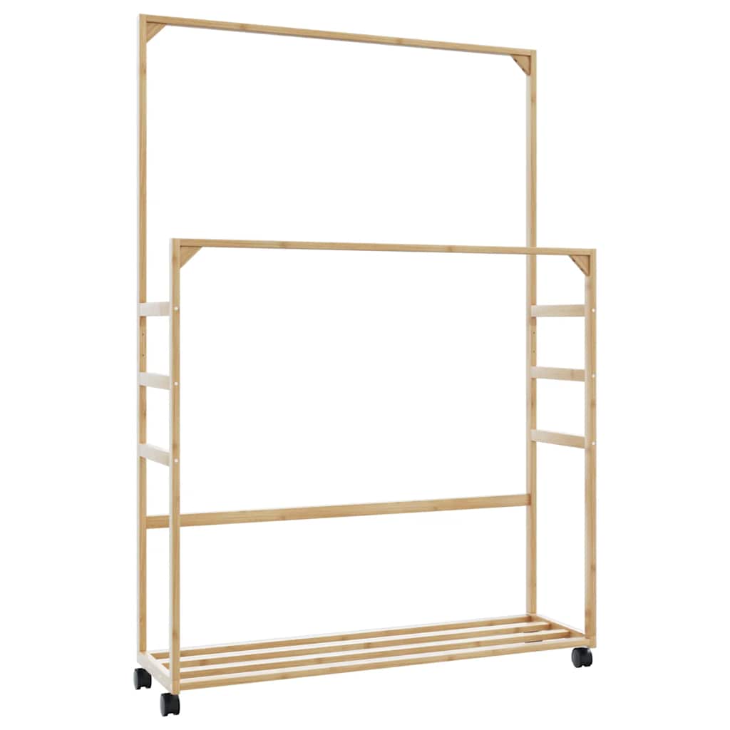 VidaXL Kledingrek met schappen en wielen 90x35x155 cm bamboe
