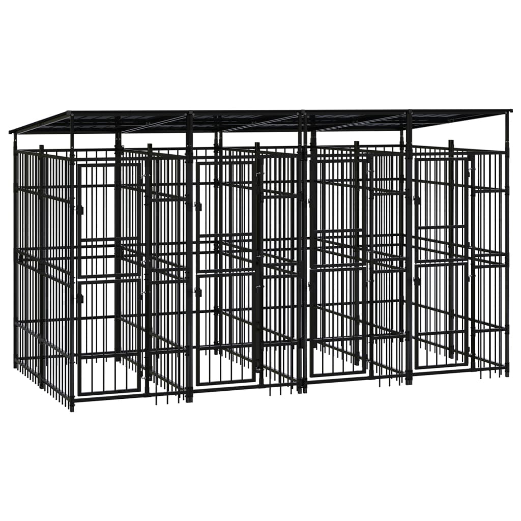VidaXL Hondenkennel met dak 7,37 m² staal