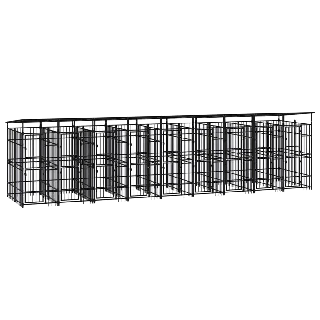 VidaXL Hondenkennel met dak 16,59 m² staal