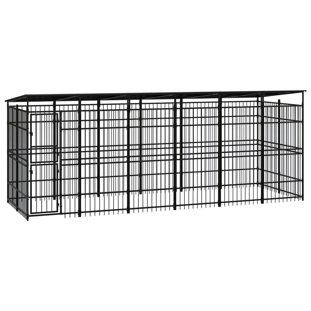 VidaXL Hondenkennel met dak 11,06 m² staal