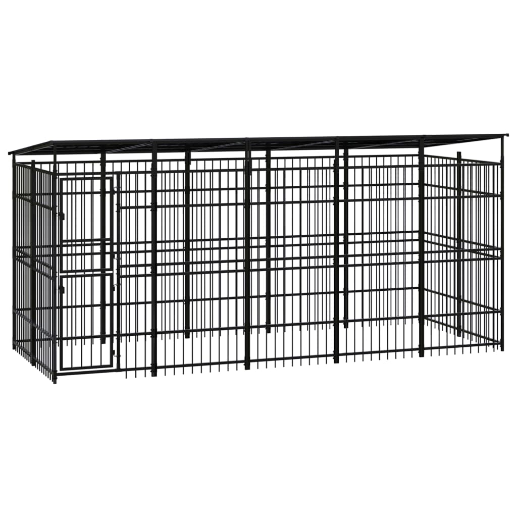 VidaXL Hondenkennel met dak 9,22 m² staal