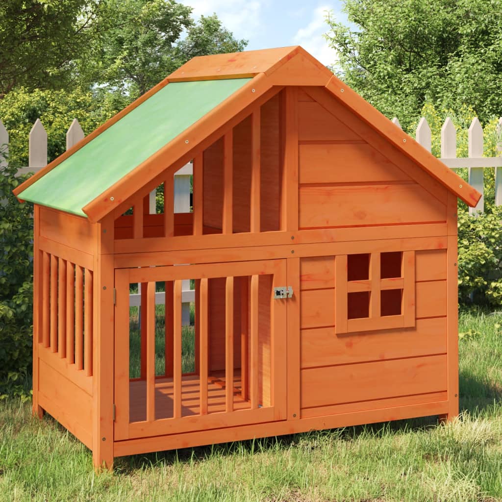 VidaXL Hondenhok 96x60,5x87 cm massief grenenhout bruin