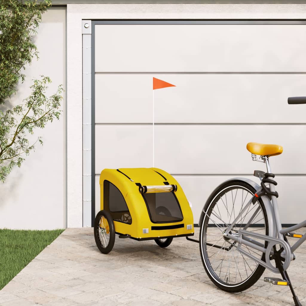 VidaXL Hondenfietstrailer oxford stof en ijzer geel