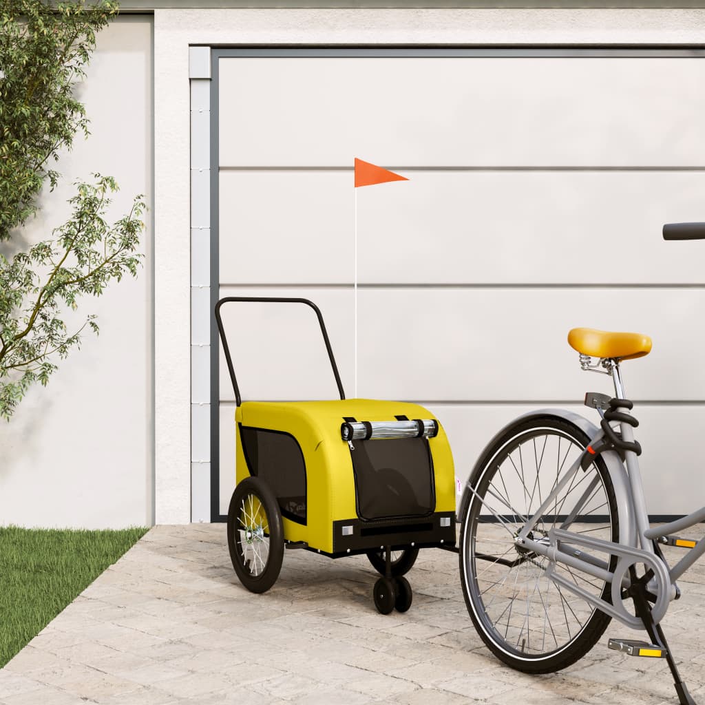 VidaXL Hondenfietstrailer oxford stof en ijzer geel en zwart