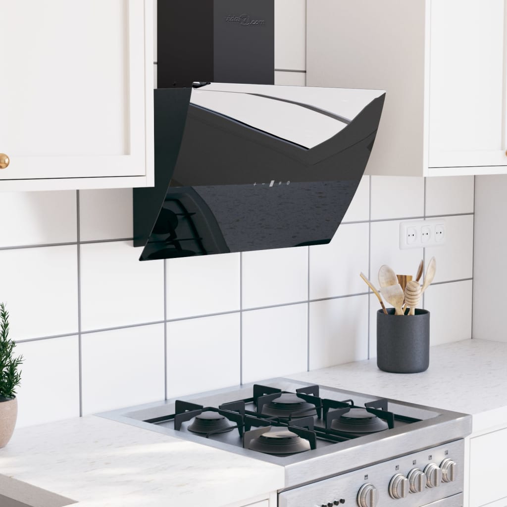 vidaXL Wandafzuigkap 60 cm staal en gehard glas zwart
