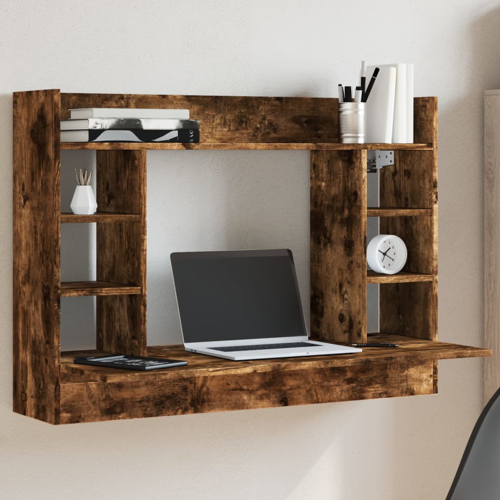 VidaXL Wandbureau 105x48x75 cm bewerkt hout gerookt eikenkleurig