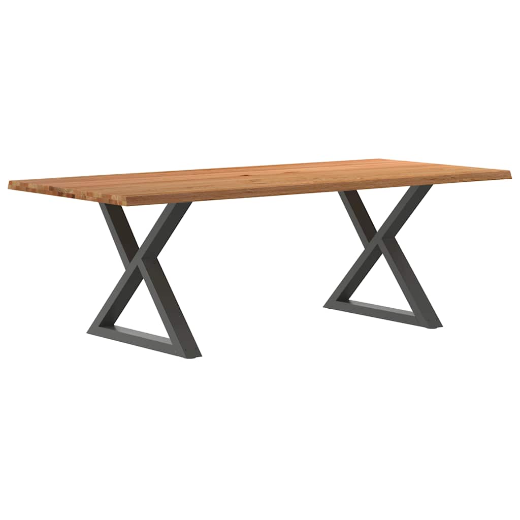 VidaXL Eettafel met natuurlijke rand 220x100x74cm eikenhout lichtbruin