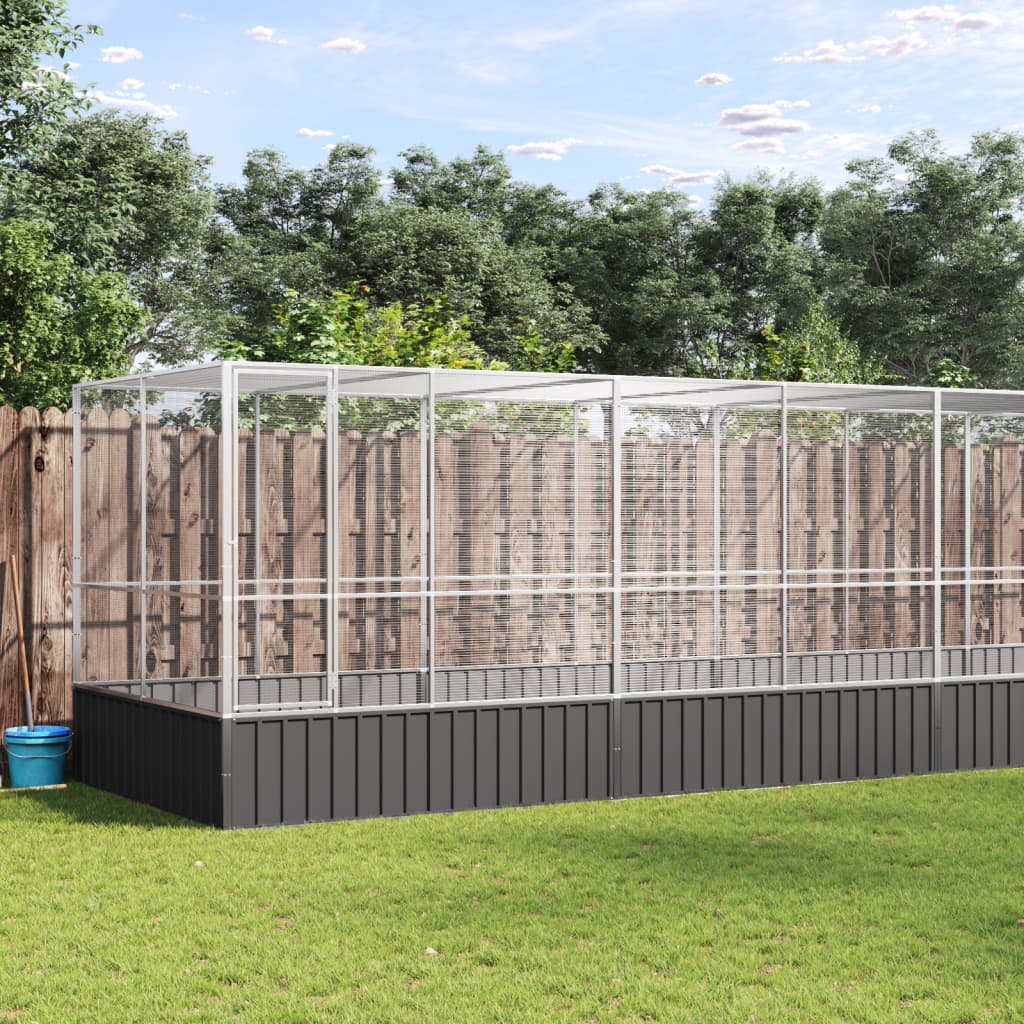 VidaXL Volière met verlengstuk 1039x207x212 m staal zilverkleurig