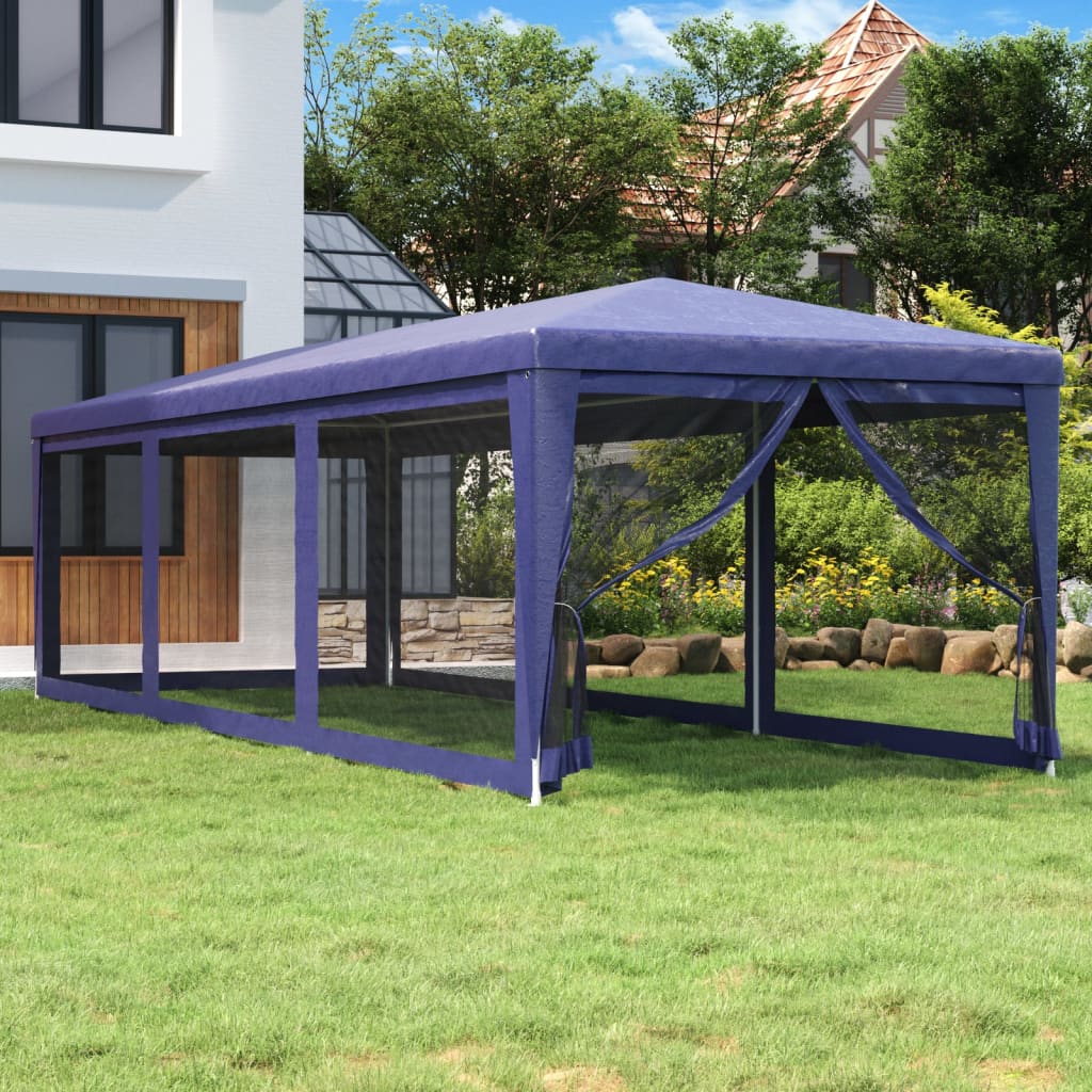 VidaXL Partytent met 8 mesh zijwanden 3x9 m HDPE blauw