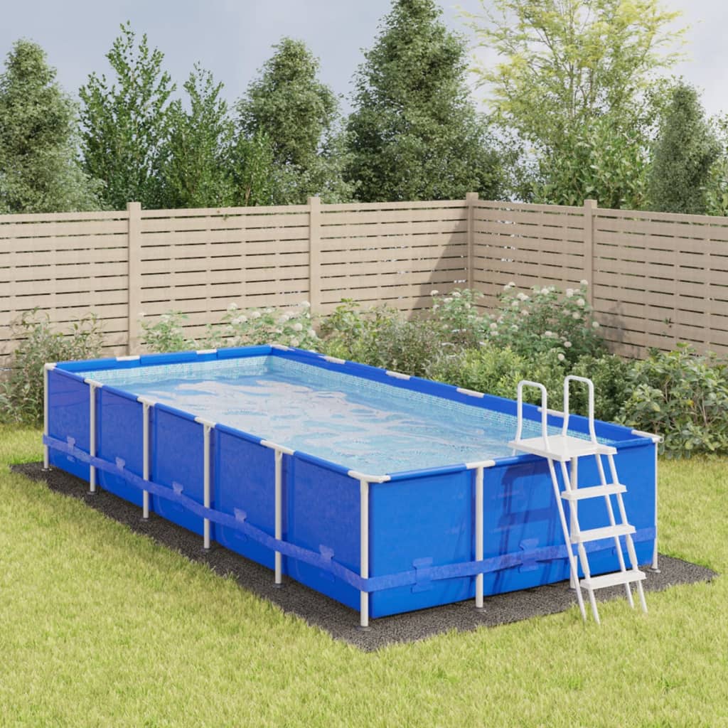 VidaXL Zwembadgrondzeil 750x370 cm polyester geotextiel lichtgrijs