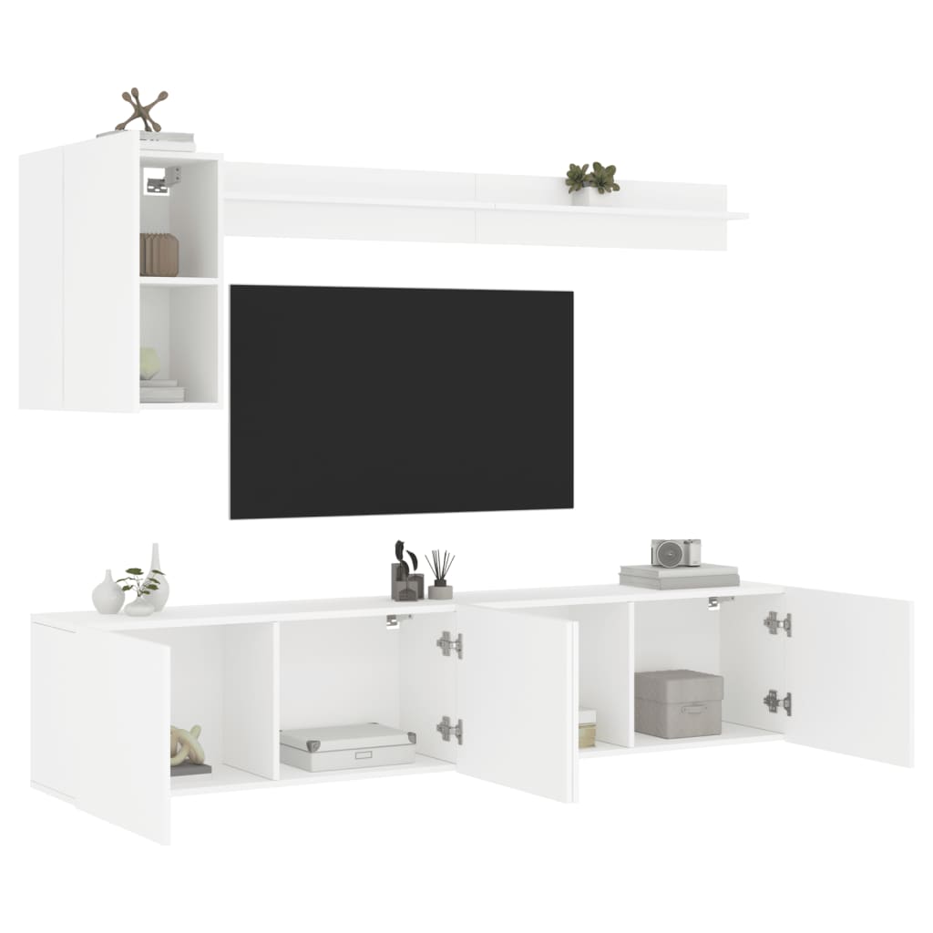 VidaXL 5-delige Tv-meubelset bewerkt hout wit