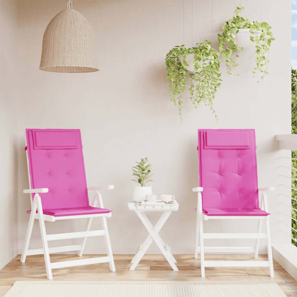 VidaXL Stoelkussens 2 st hoge rug oxford stof roze