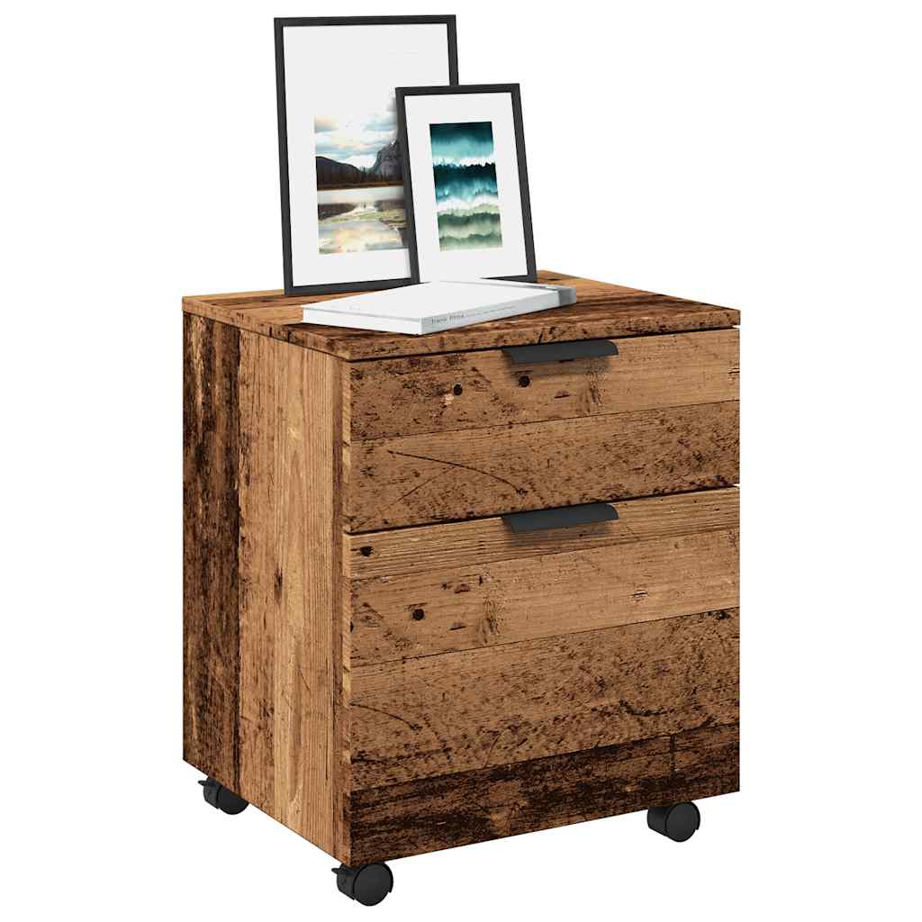 VidaXL Dossierkast verrijdbaar 45x38x54cm bewerkt hout oud houtkleurig