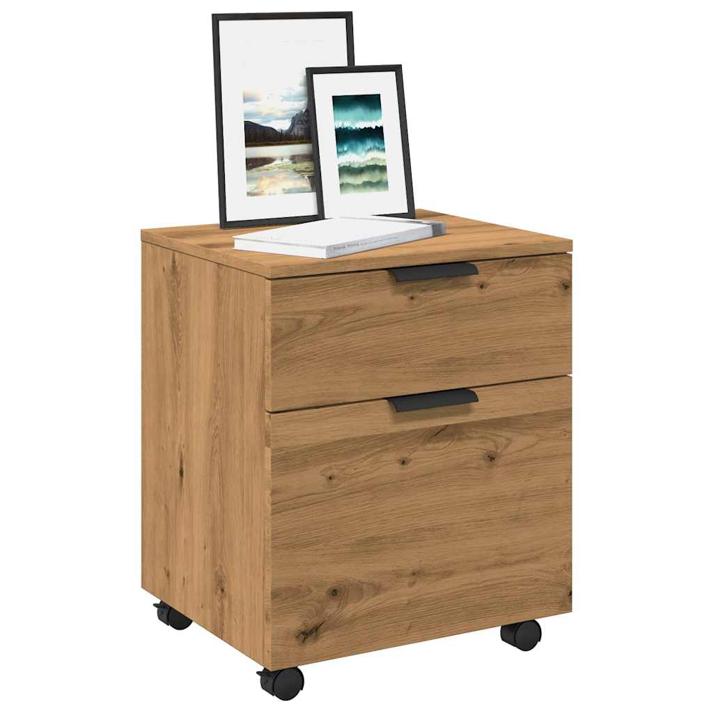 VidaXL Dossierkast verrijdbaar 45x38x54 cm hout artisanaal eikenkleur