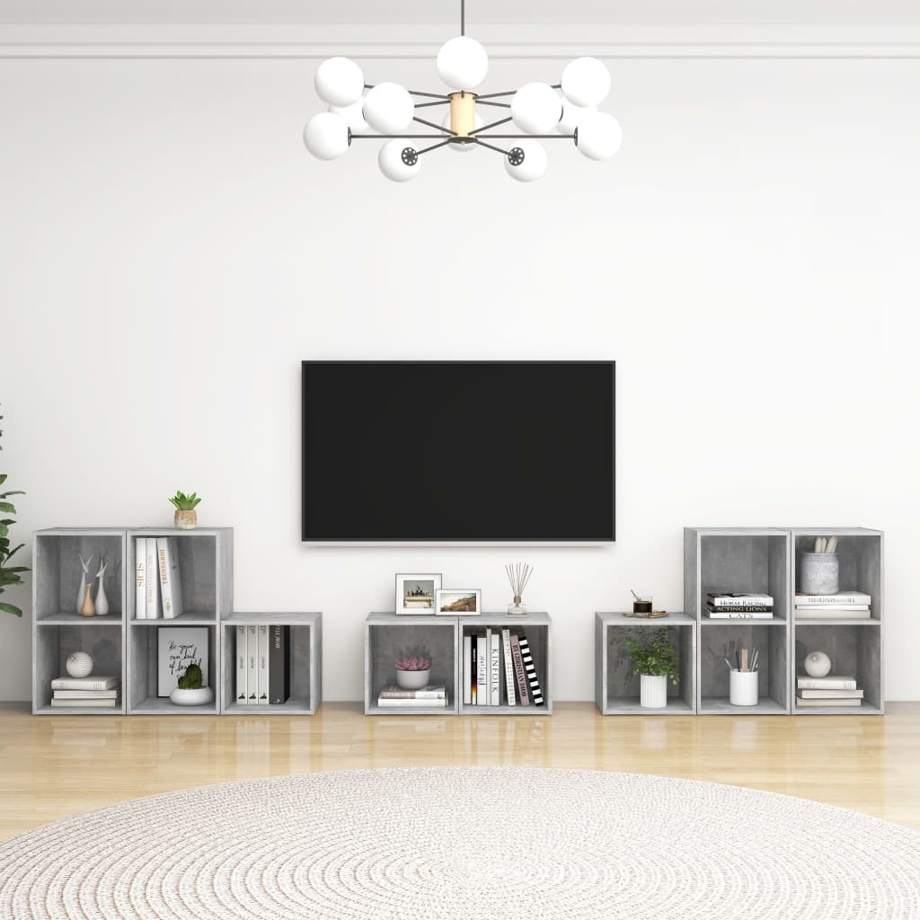 VidaXL 8-delige Tv-meubelset bewerkt hout betongrijs