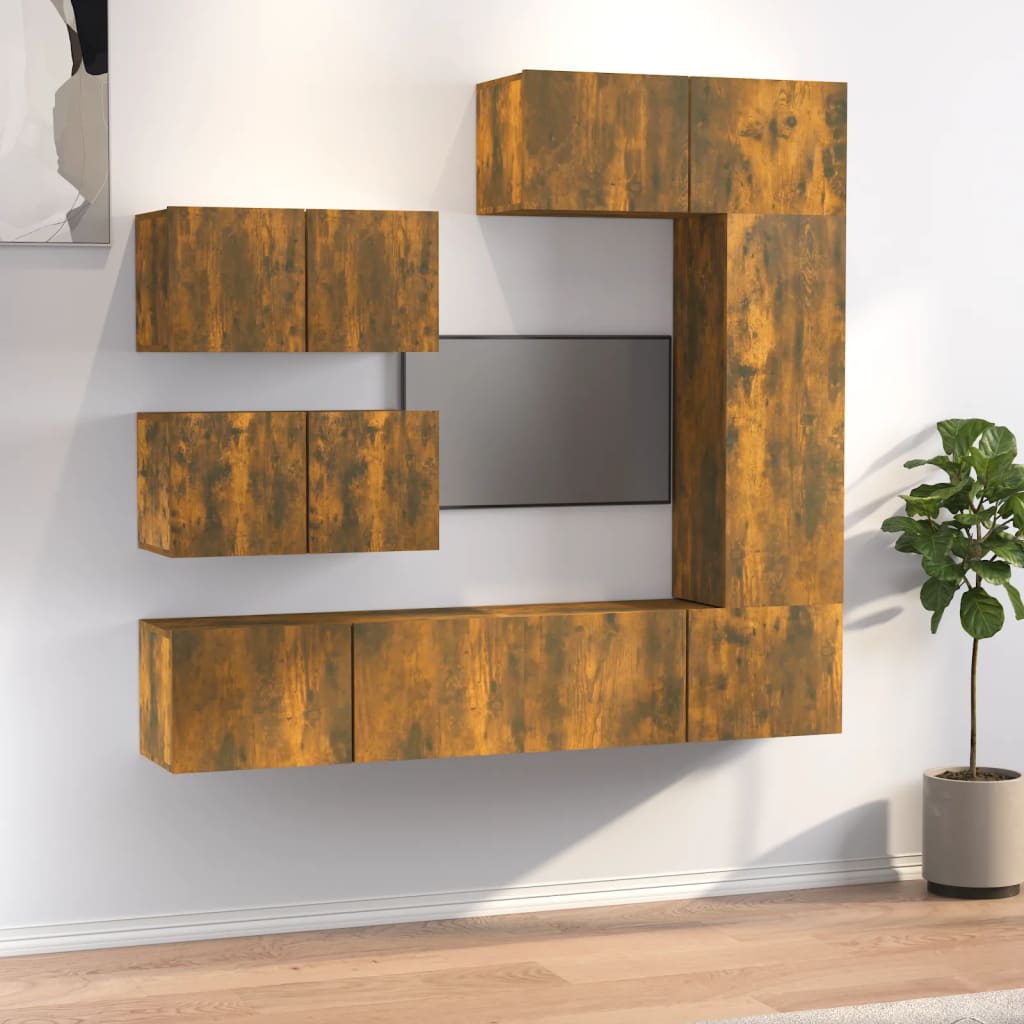 VidaXL 6-delige Tv-meubelset bewerkt hout gerookt eikenkleurig