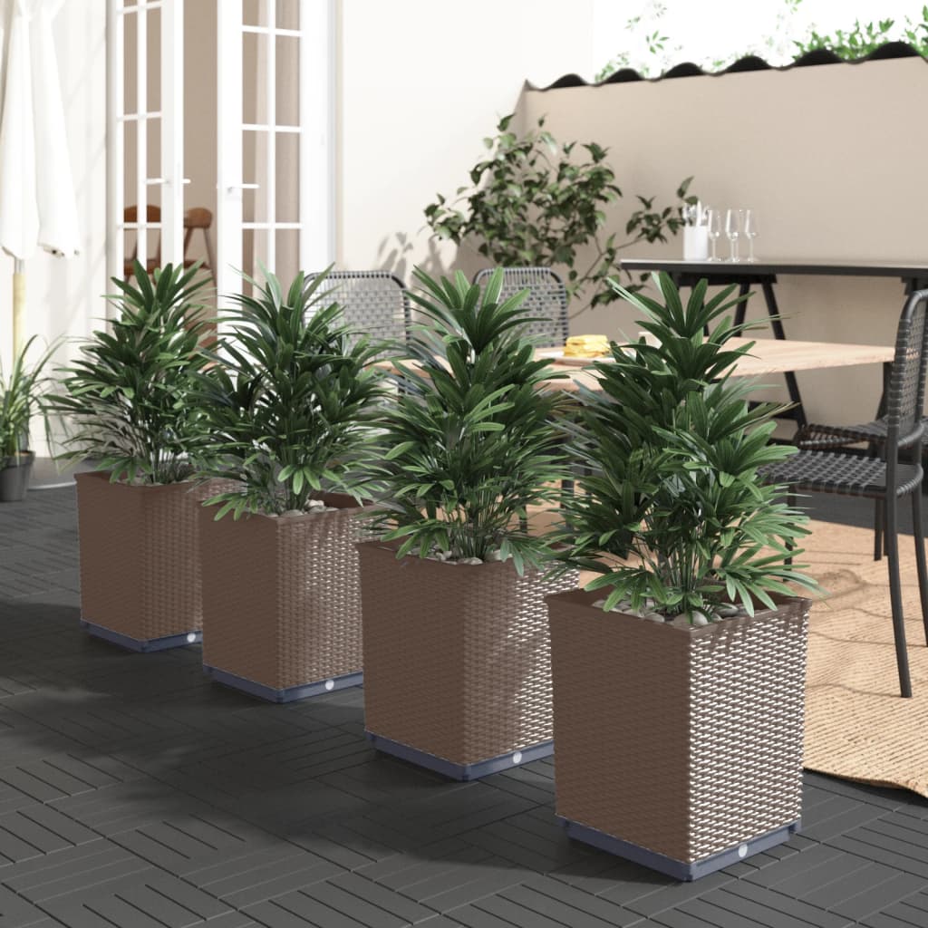 VidaXL Plantenbakken 4 st 30x30x37 cm polypropeen bruin