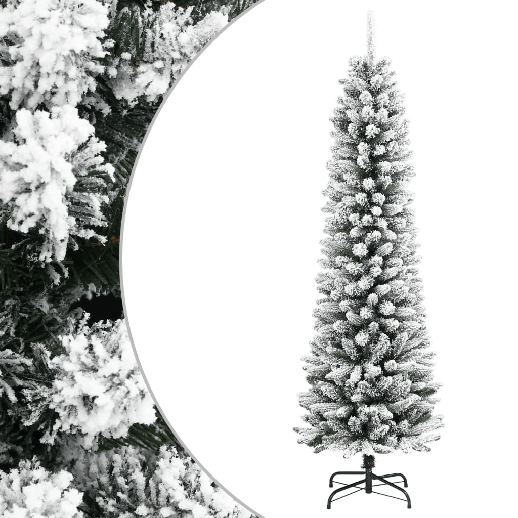 VidaXL Kunstkerstboom met sneeuw smal 150 cm PVC en PE