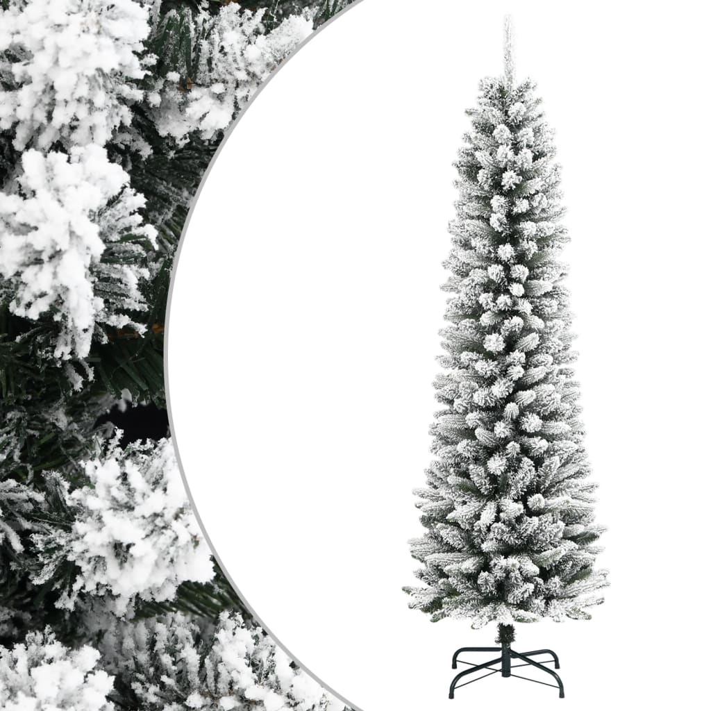VidaXL Kunstkerstboom met sneeuw smal 210 cm PVC en PE