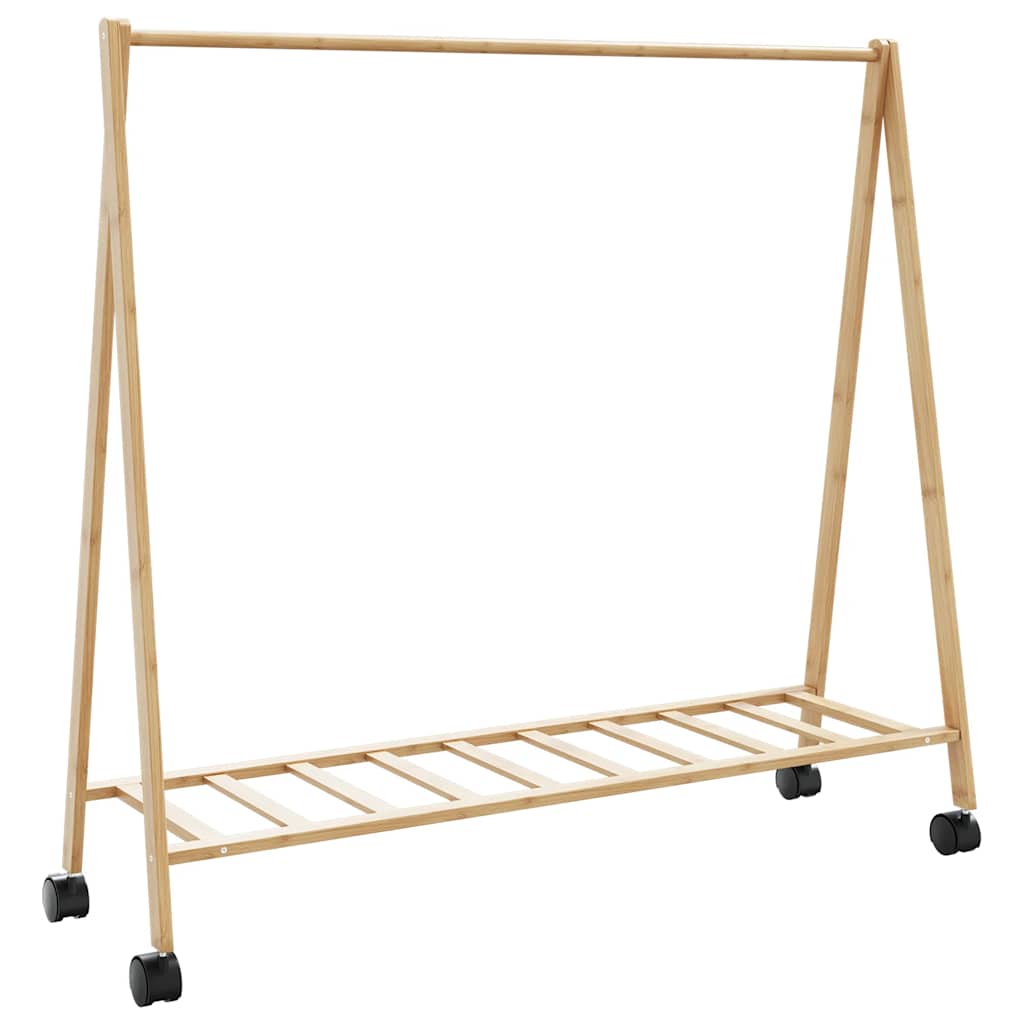 VidaXL Kledingrek met schappen en wielen 106x34x106,5 cm bamboe