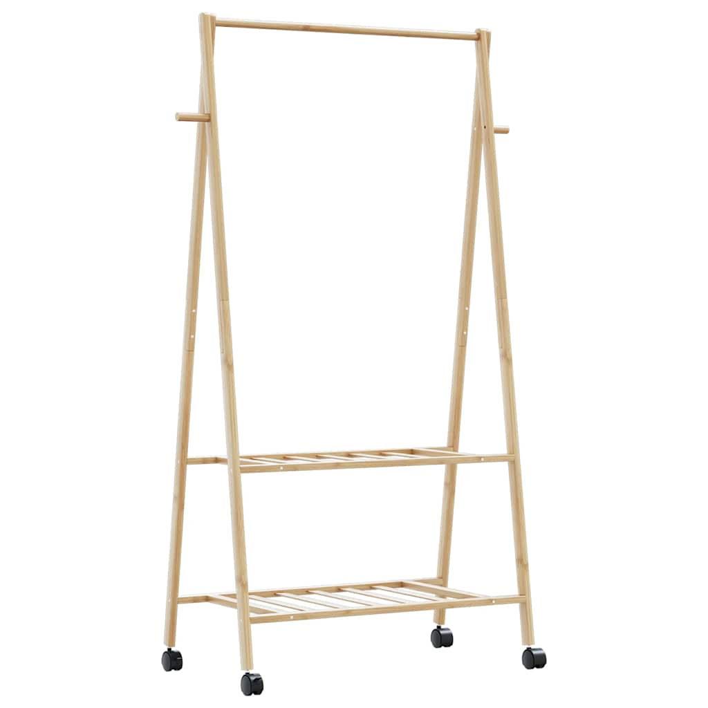 VidaXL Kledingrek met schappen en wielen 96x45,5x155,5 cm bamboe