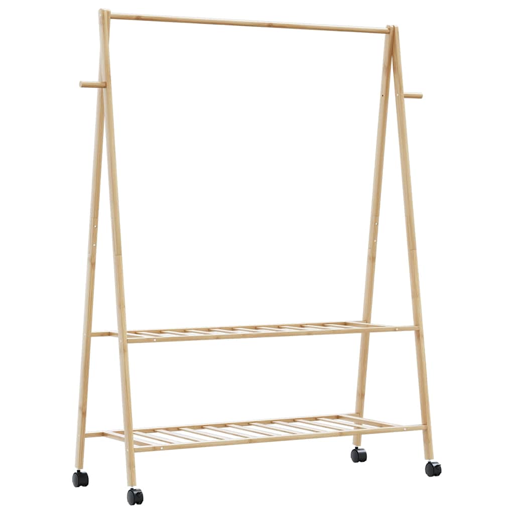 VidaXL Kledingrek met schappen en wielen 132x45,5x155,5 cm bamboe