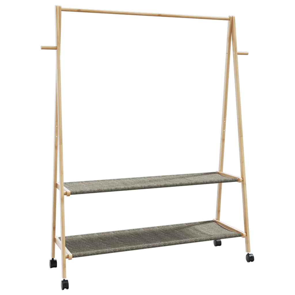 VidaXL Kledingrek met schappen en wielen 132x45,5x155,5 cm bamboe