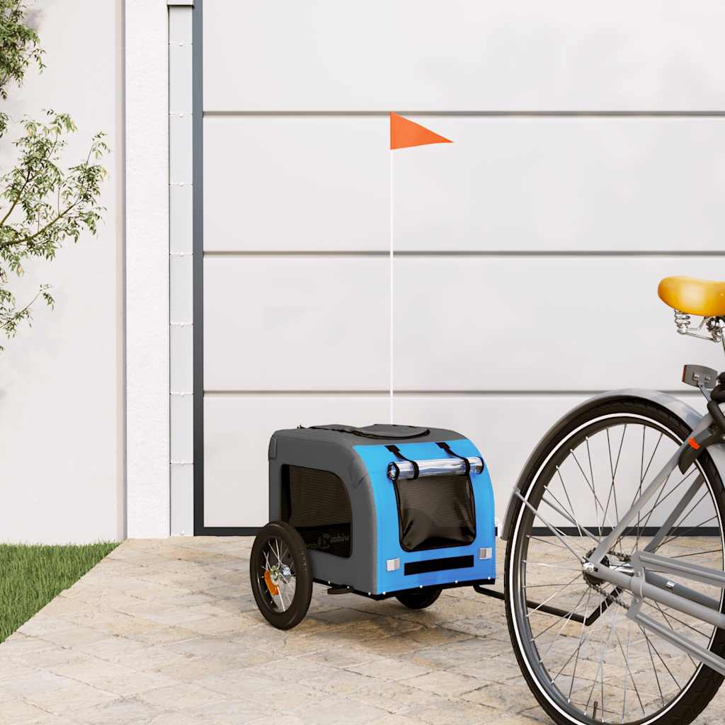 VidaXL Hondenfietstrailer oxford stof en ijzer blauw en grijs