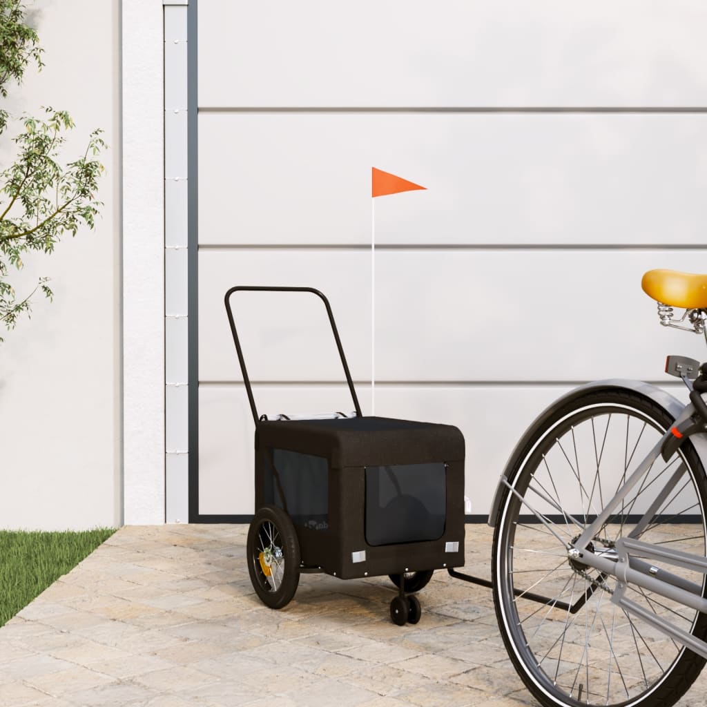 VidaXL Hondenfietstrailer oxford stof en ijzer zwart
