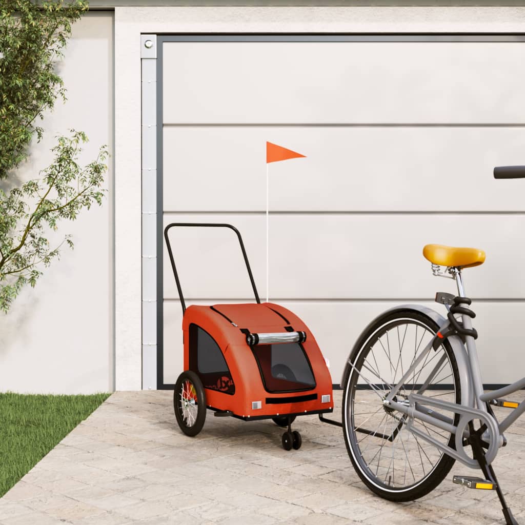 Hondenfietstrailer oxford stof en ijzer oranje