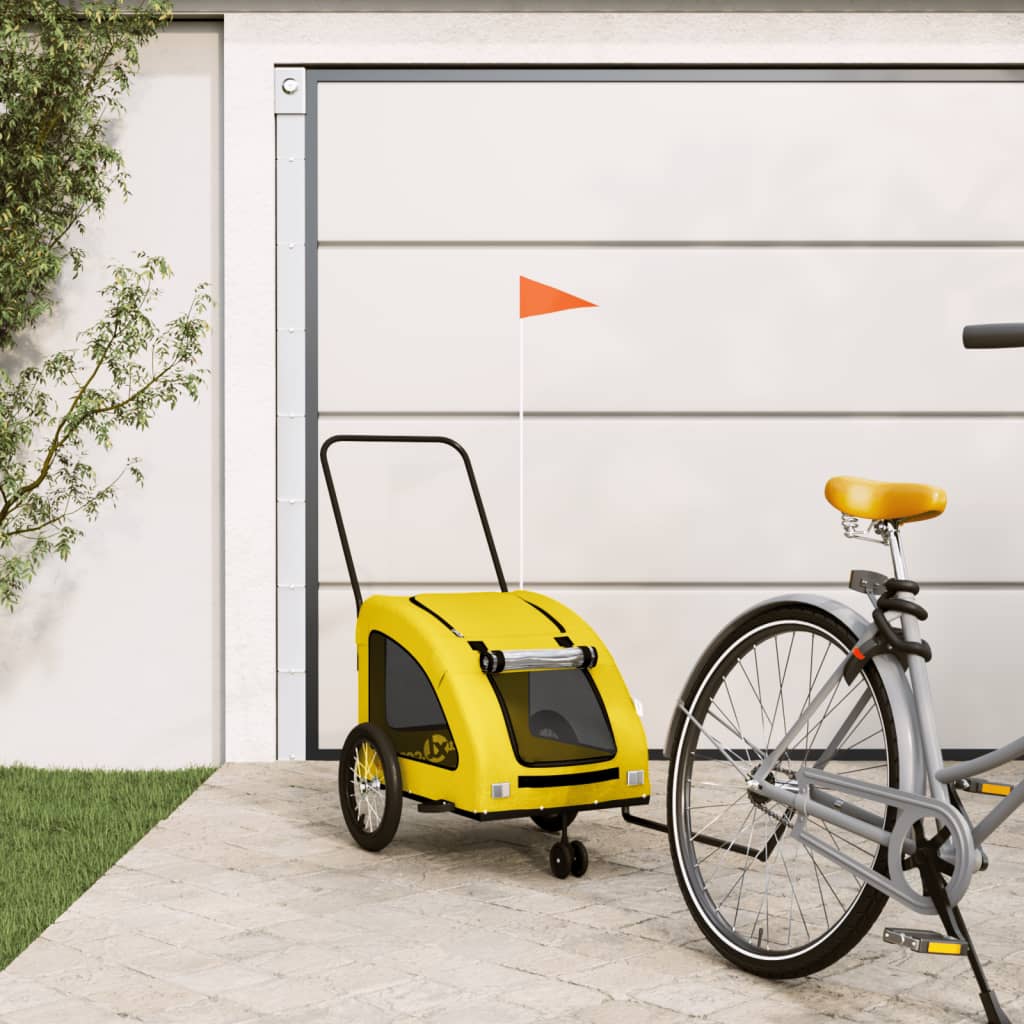 VidaXL Hondenfietstrailer oxford stof en ijzer geel