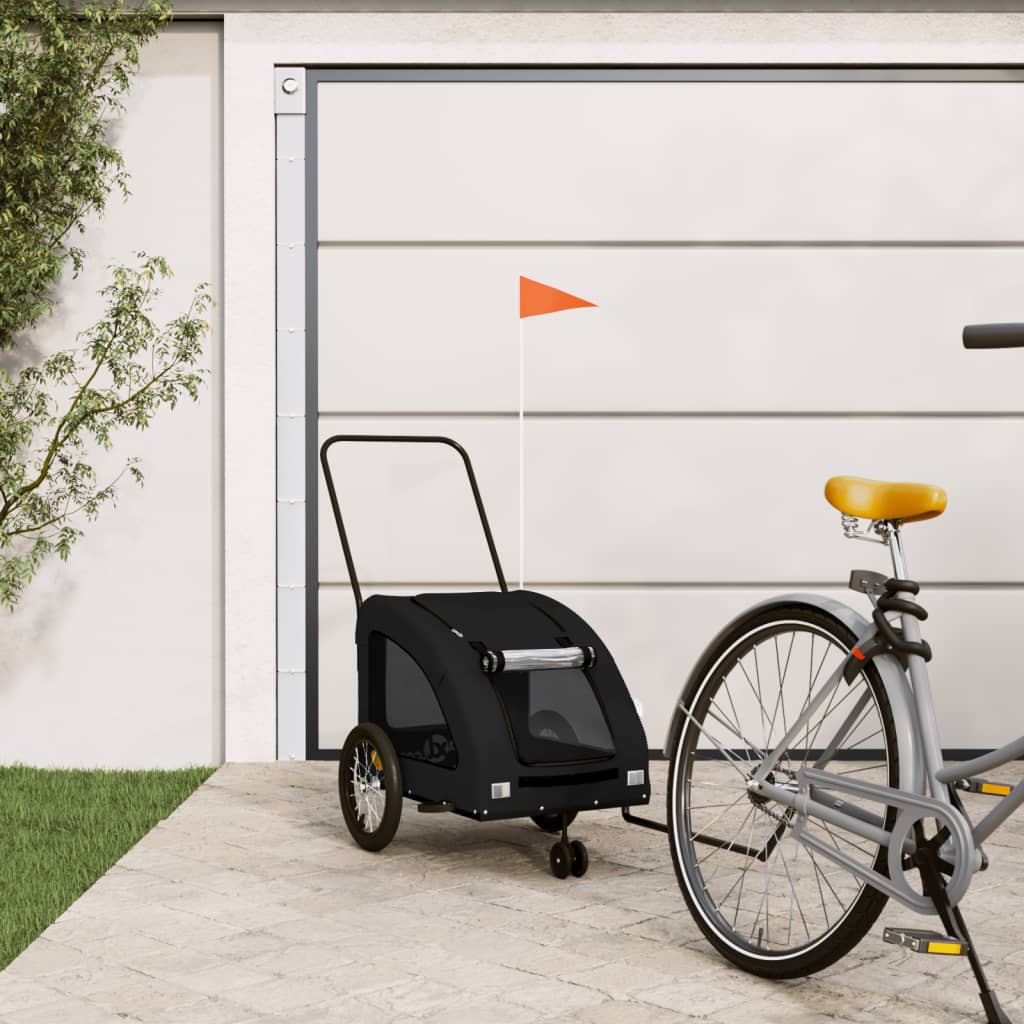 VidaX Hondenfietstrailer oxford stof en ijzer zwart