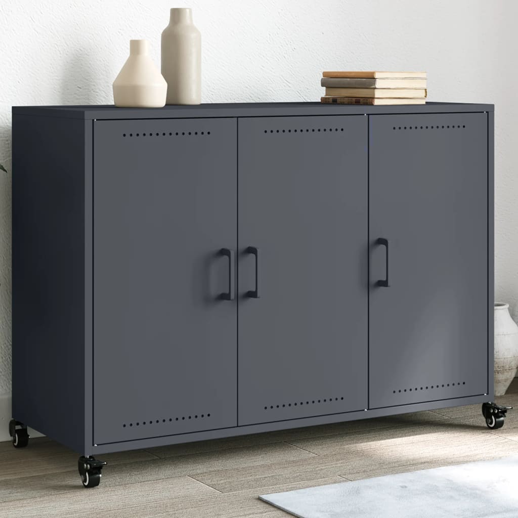VidaXL Dressoir 100,5x39x72 cm staal antracietkleurig