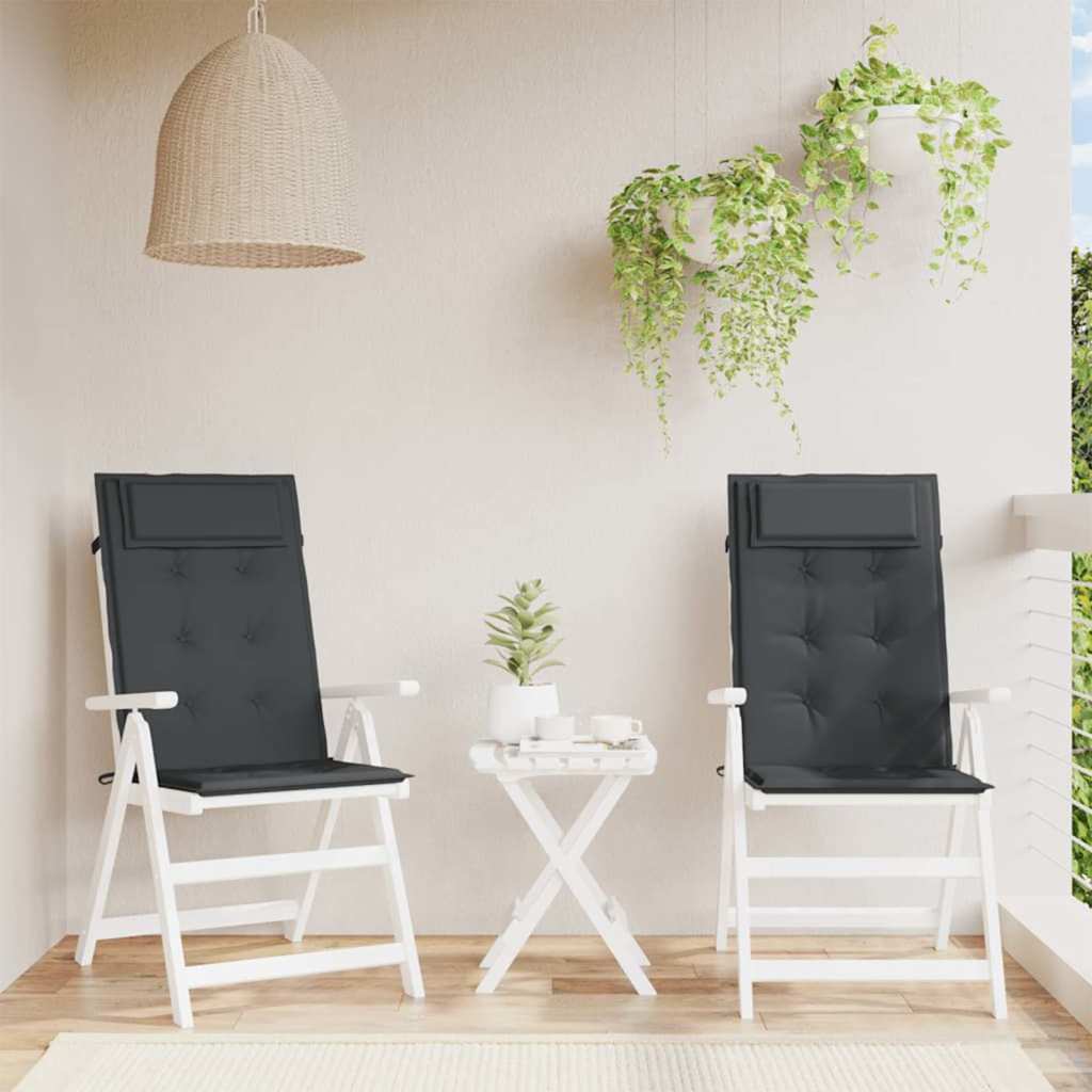 VidaXL Stoelkussens 2 st hoge rug oxford stof zwart