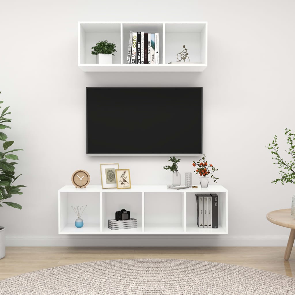 VidaXL 2-delige Tv-meubelset spaanplaat wit