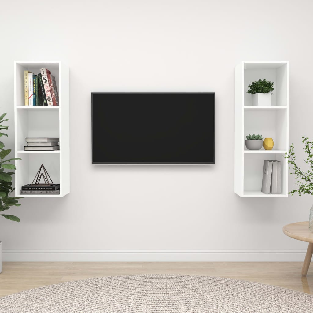 VidaXL Tv-wandmeubelen 2 st spaanplaat wit