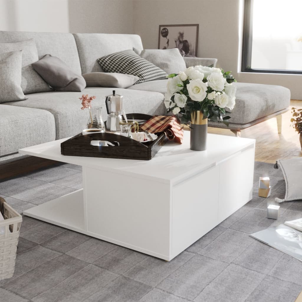 VidaXL Salontafel 80x80x31 cm bewerkt hout wit