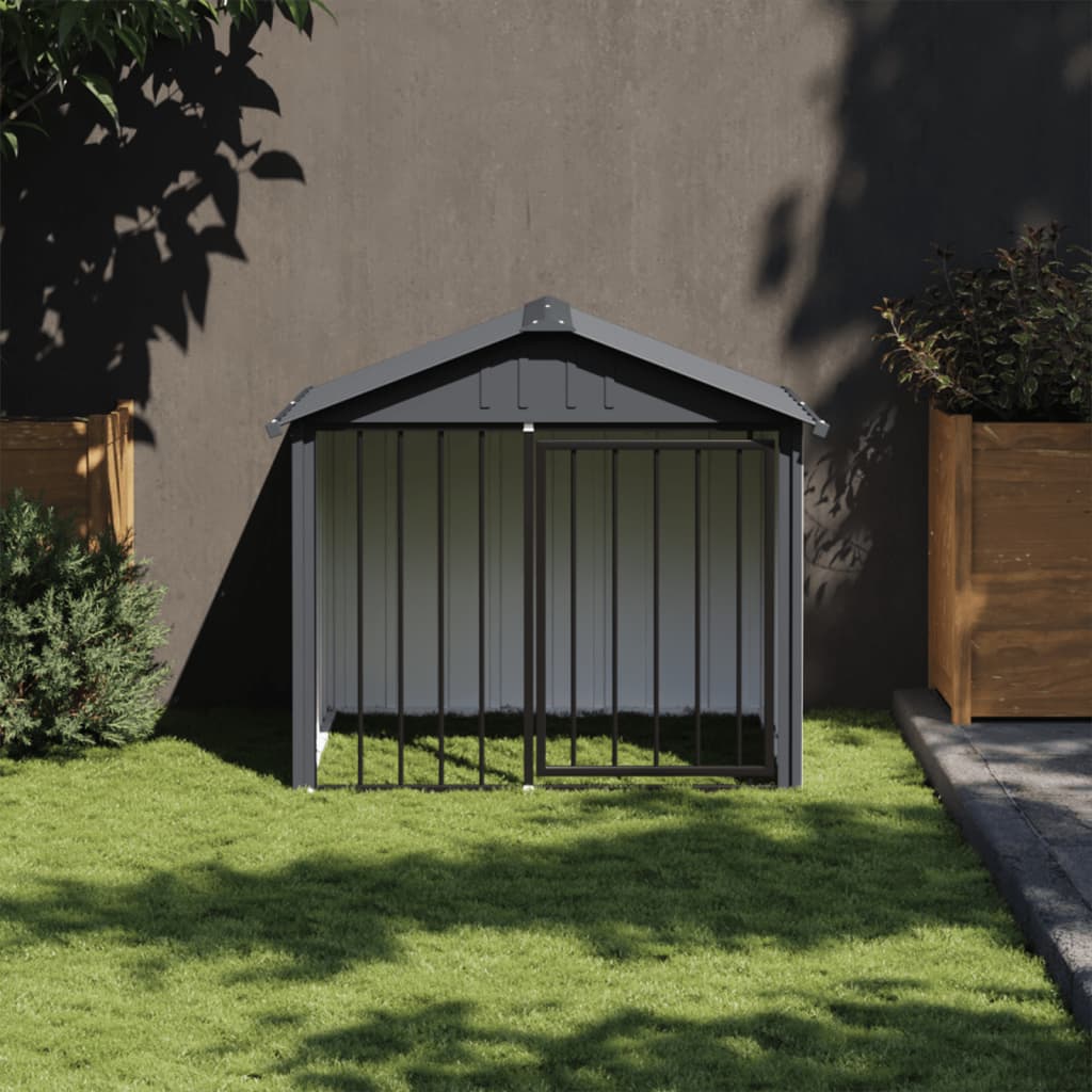 VidaXL Hondenhok met dak 117x103x102 cm gegalvaniseerd staal zwart