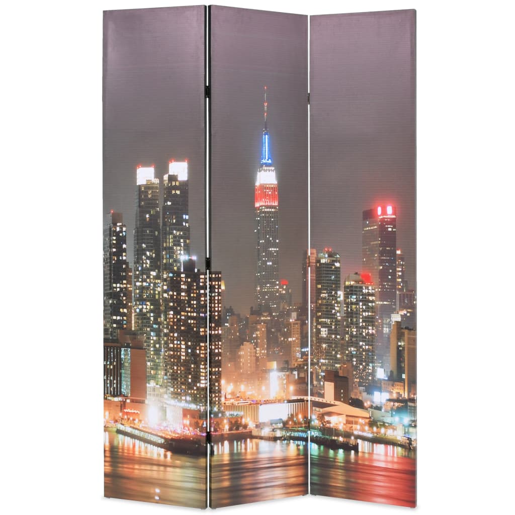 VidaXL Kamerscherm inklapbaar New York bij nacht 120x170 cm