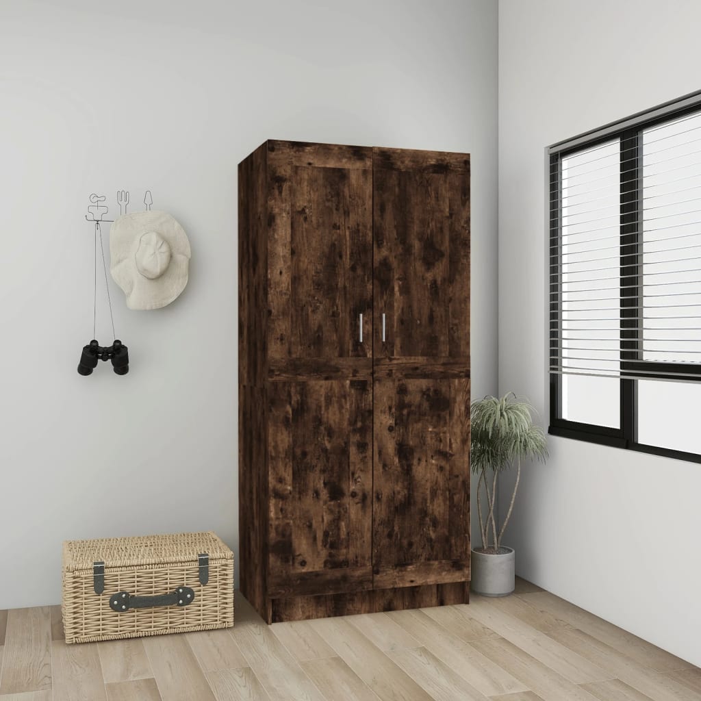 VidaXL Kledingkast 82,5x51,5x180 cm bewerkt hout gerookt eikenkleurig