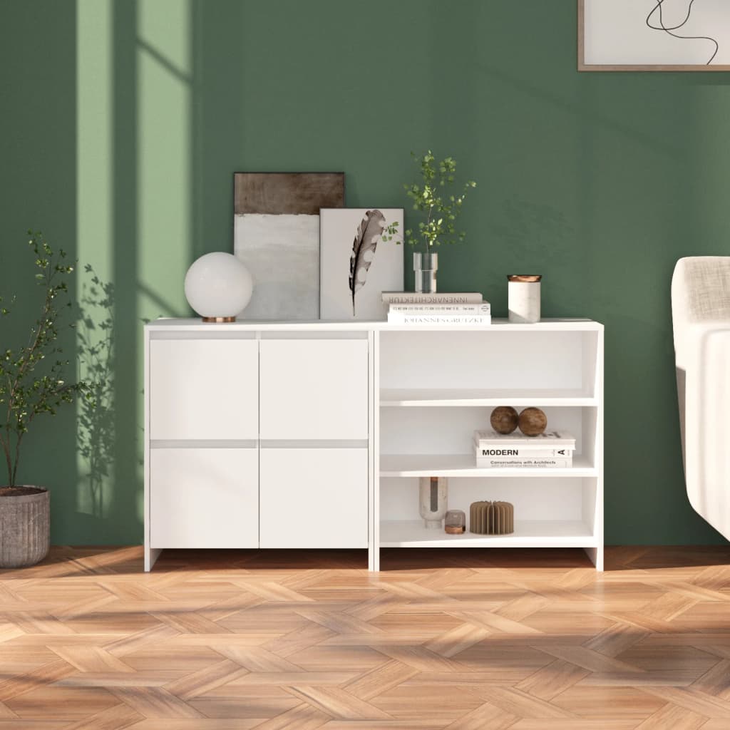 VidaXL 2 st Dressoirs bewerkt hout wit